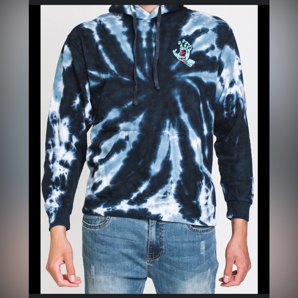 Santa Cruz Skateboards Navy and White Tie-Dye Hoodie - Picture 1 of 9